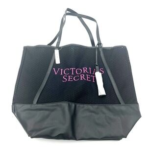 Victoria's Secret‎ Tote Black Weekender Tote Getaway Mesh Bag Transparent